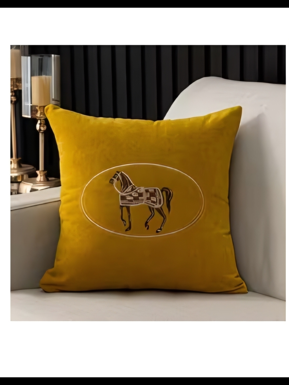 Horse Embroidered Throw Pillow Case *No Insert*